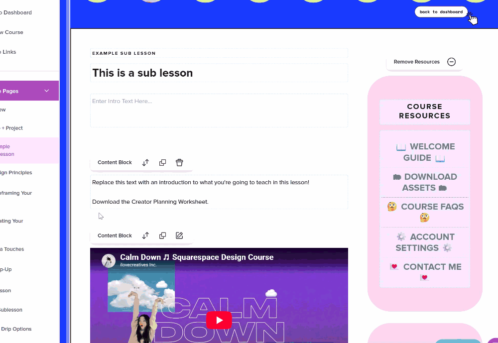 Teachery lesson editor showing text for a downloadable Creator Planning Worksheet